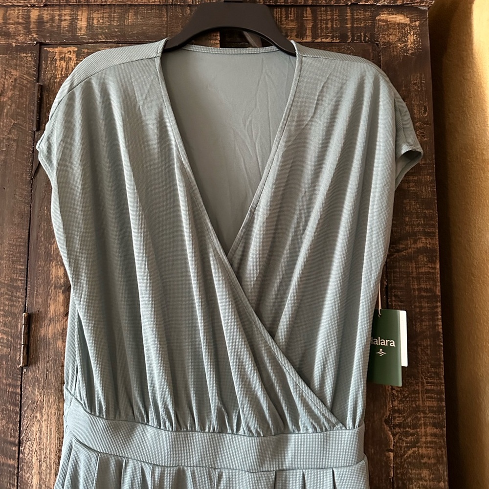 V Neck Short Sleeve Side Pocket Wide Leg Flowy Waffle Casual Jumpsuit Canton L - Picture 10 of 12